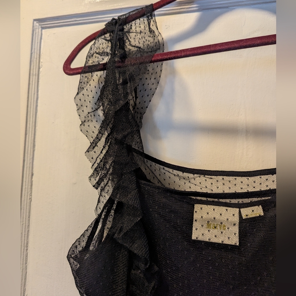 Anthropologie Maeve Black Lace Overlay Swiss Dot Balletcore Tulle Midi D… - Picture 5 of 12